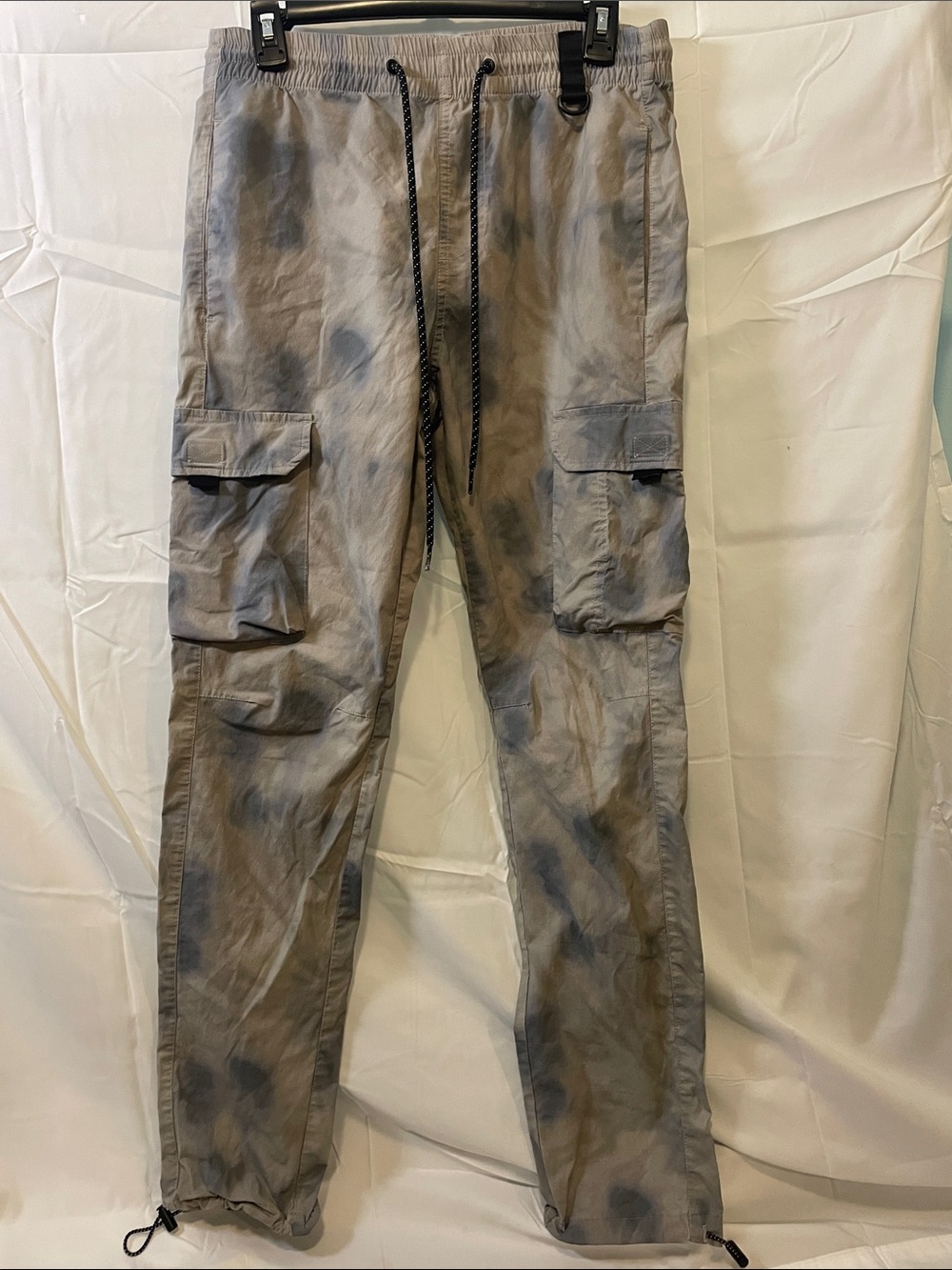 PACSUN Men's S Gray Tie-Dye Cargo Jogger Pants